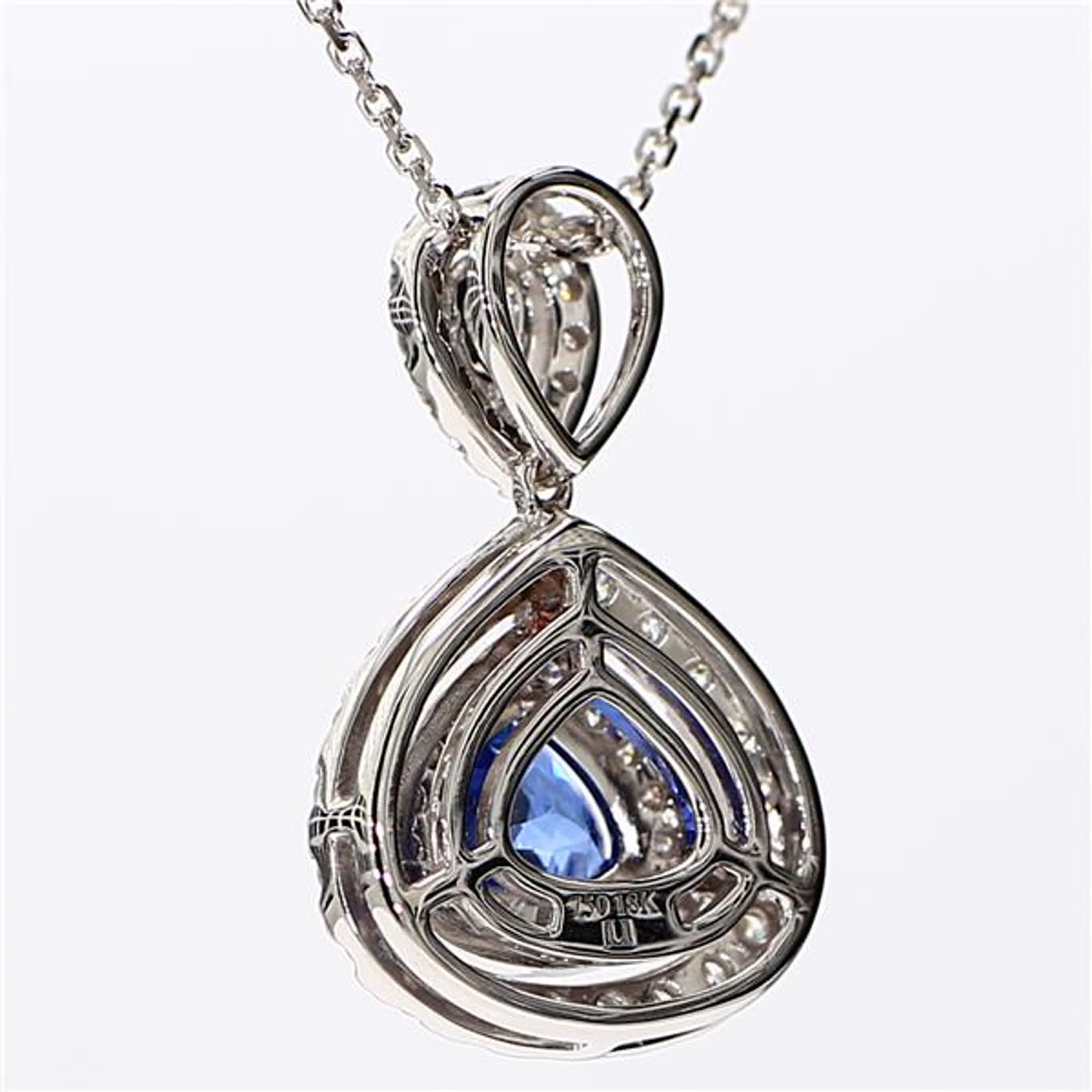 Natural Blue Trillion Sapphire and White Diamond 2.0 Carat TW Gold Drop Pendant