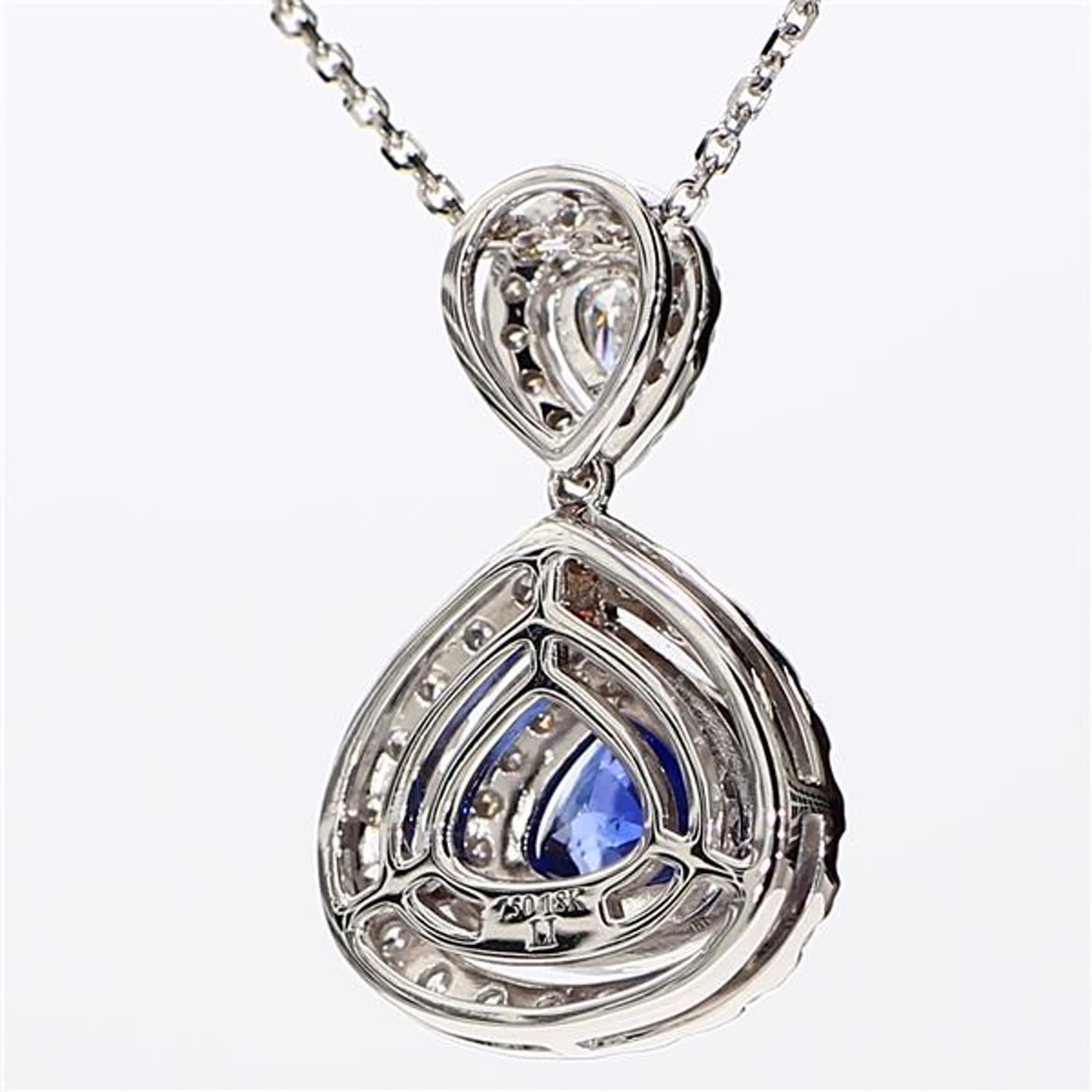 Natural Blue Trillion Sapphire and White Diamond 2.0 Carat TW Gold Drop Pendant