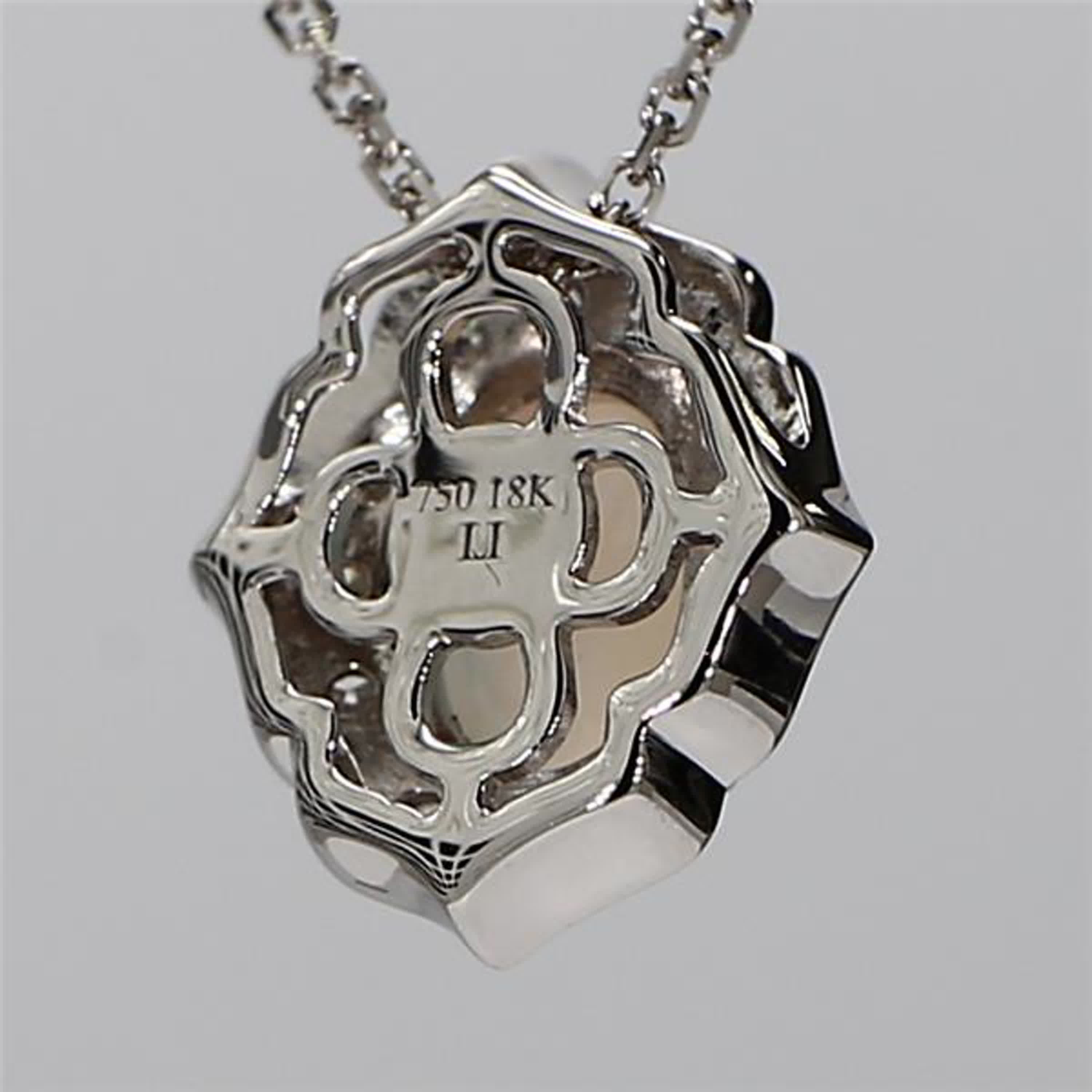 Natural Oval Opal and White Diamond 1.14 Carat TW White Gold Drop Pendant