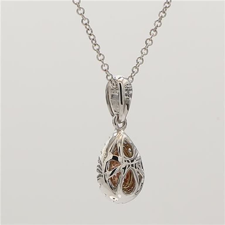 Natural Pink Round and White Diamond .18 Carat TW Rose Gold Cluster Pendant