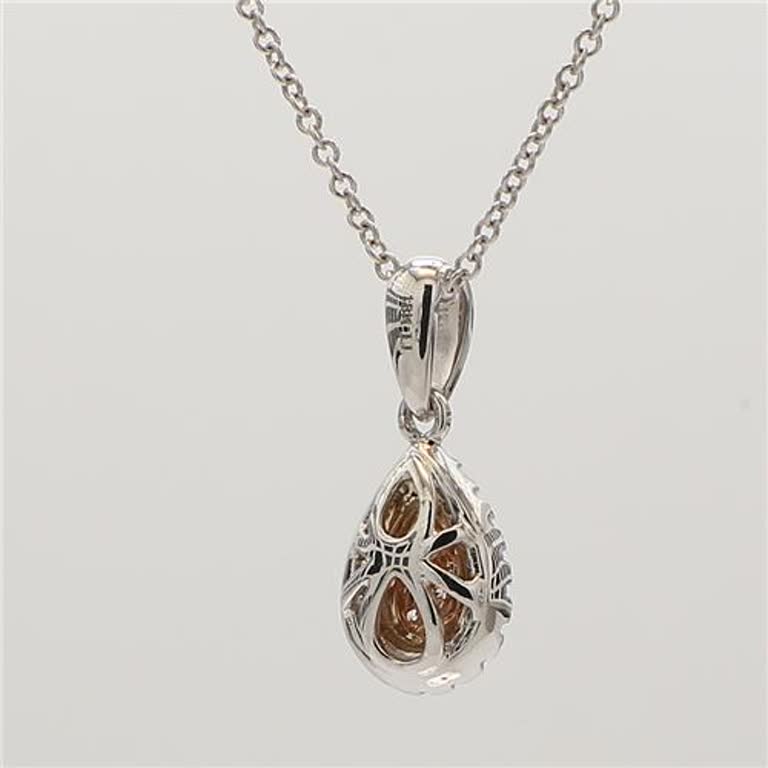 Natural Pink Round and White Diamond .18 Carat TW Rose Gold Cluster Pendant