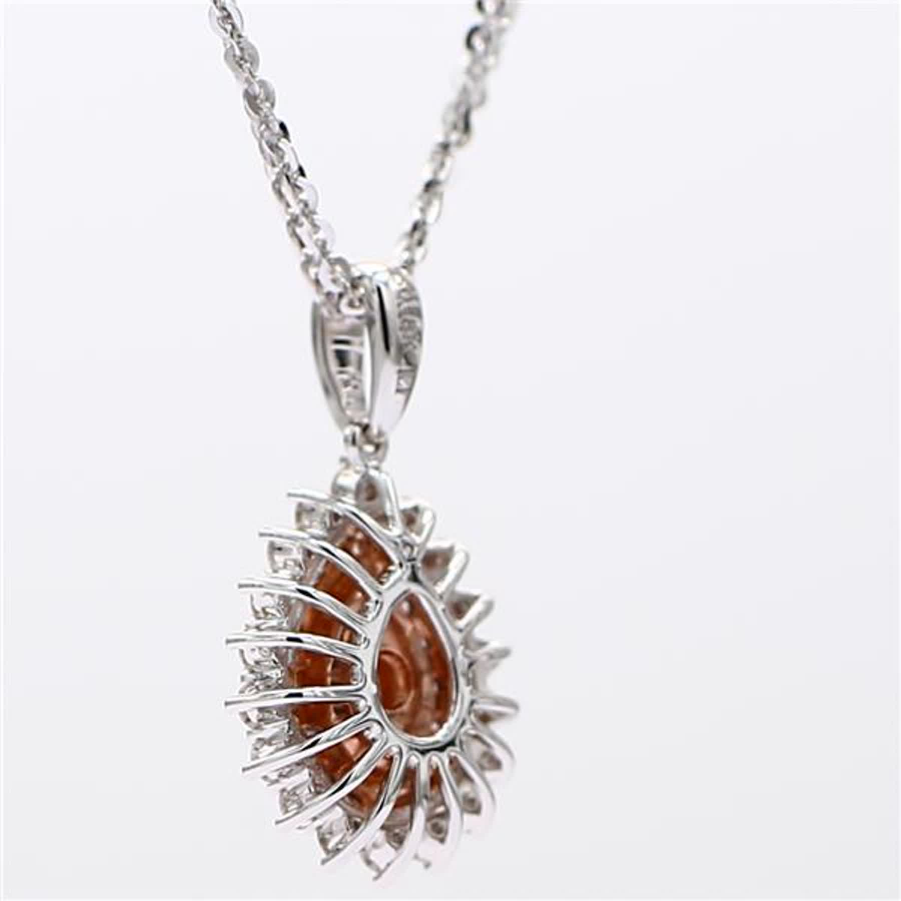 GIA Certified Natural Pink Pear and White Diamond .85 Carat TW Gold Drop Pendant