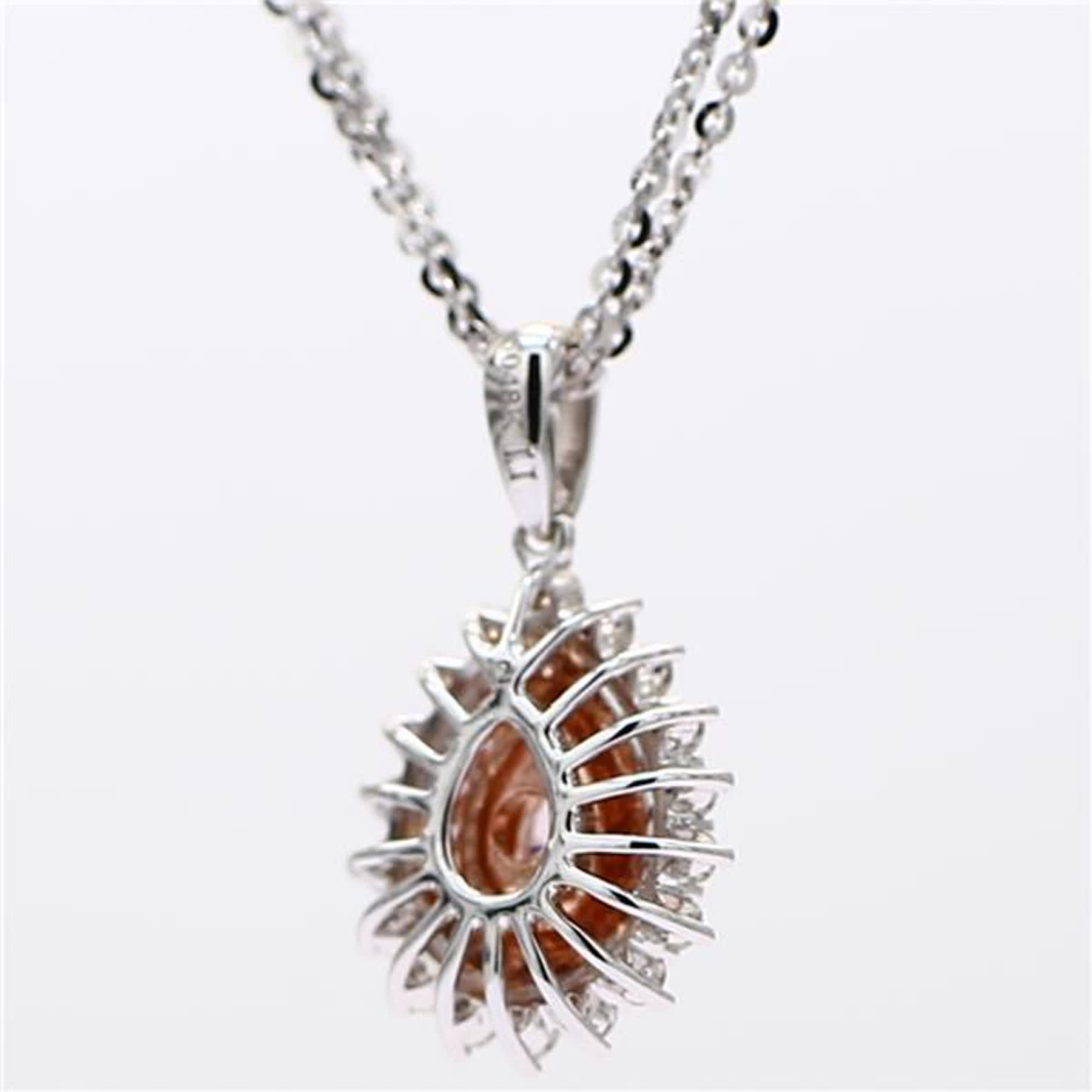 GIA Certified Natural Pink Pear and White Diamond .85 Carat TW Gold Drop Pendant