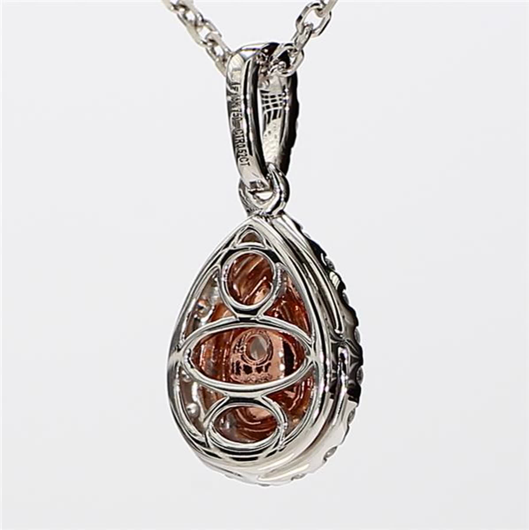 GIA Certified Natural Pink Pear and White Diamond .81 Carat TW Gold Drop Pendant