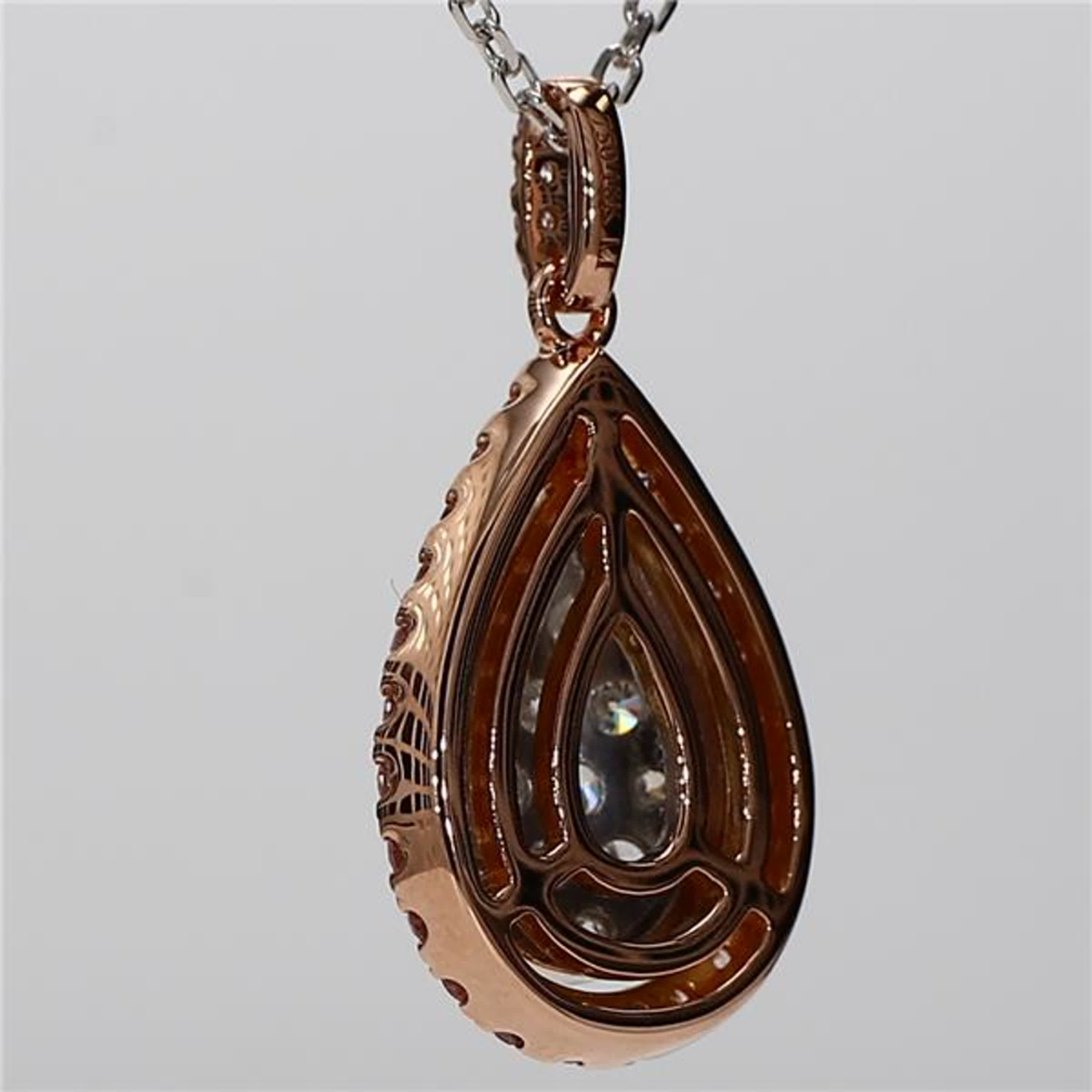 Natural Pink Round and White Diamond 1.28 Carat TW Rose Gold Drop Pendant