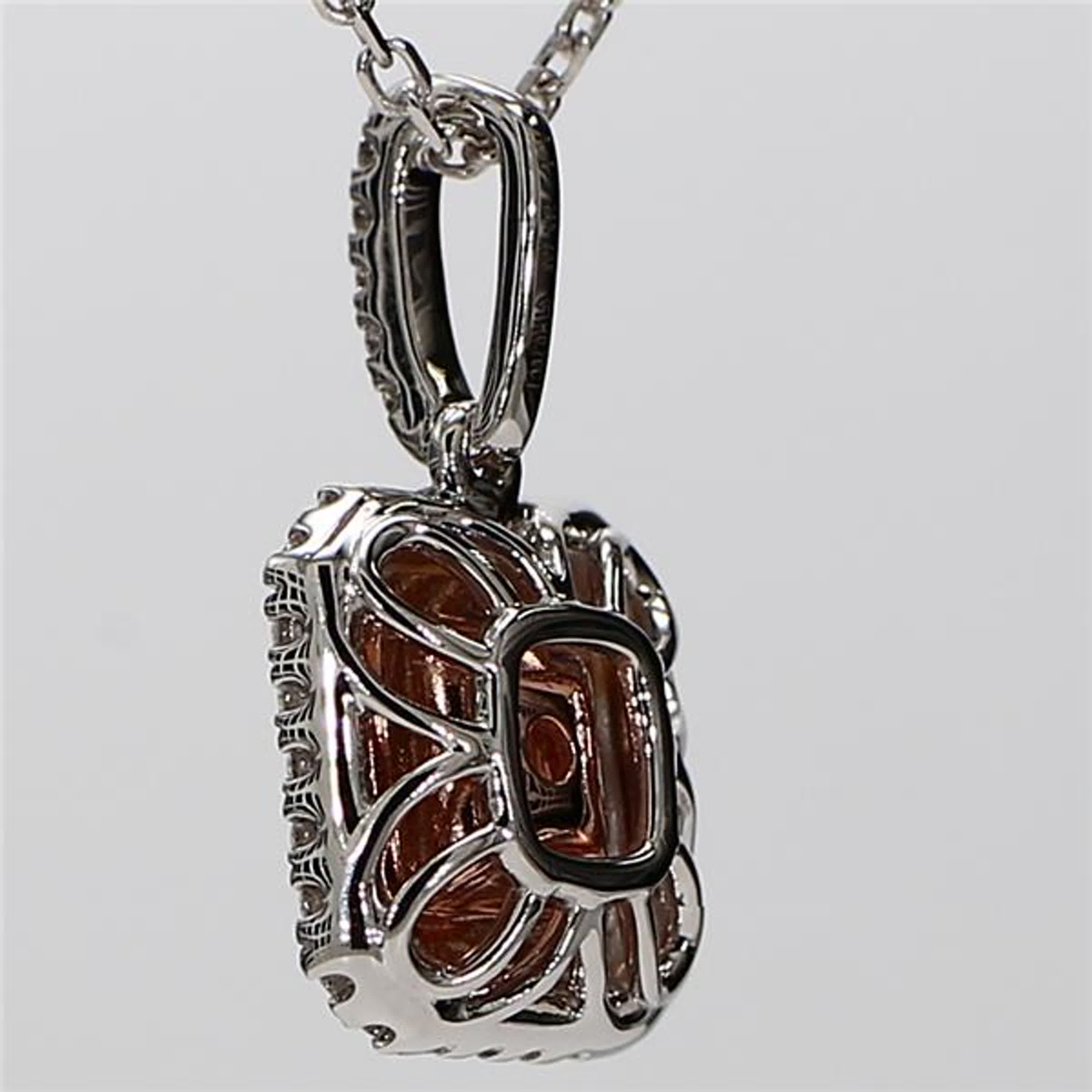 GIA Certified Natural Pink Radiant and White Diamond 1.09 Carat TW Gold Pendant