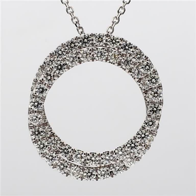 Natural White Round Diamond 1.20 Carat TW White Gold Circle Pendant
