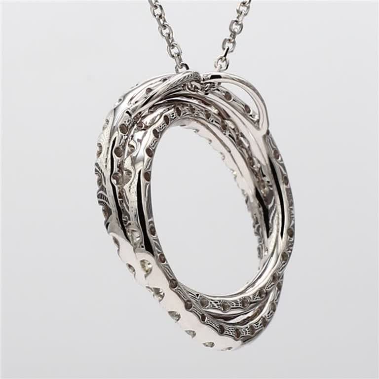 Natural White Round Diamond 1.20 Carat TW White Gold Circle Pendant