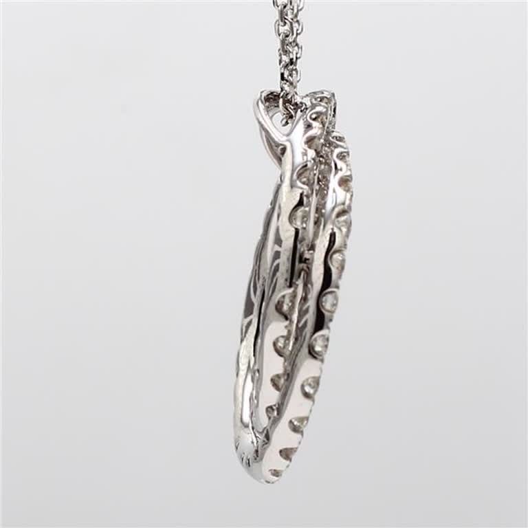 Natural White Round Diamond 1.20 Carat TW White Gold Circle Pendant