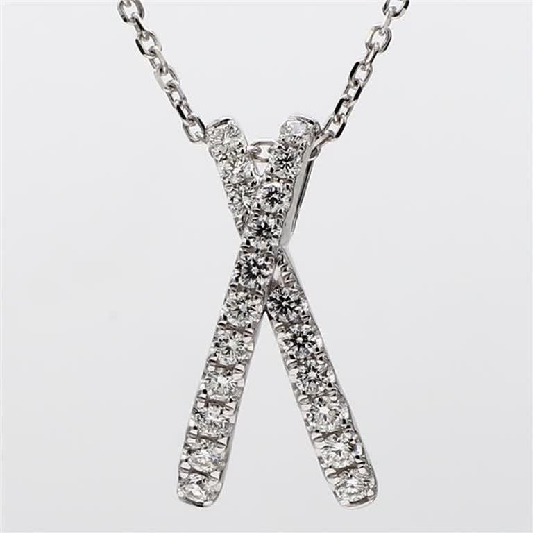 Natural White Round Diamond .54 Carat TW White Gold X-Shape Pendant