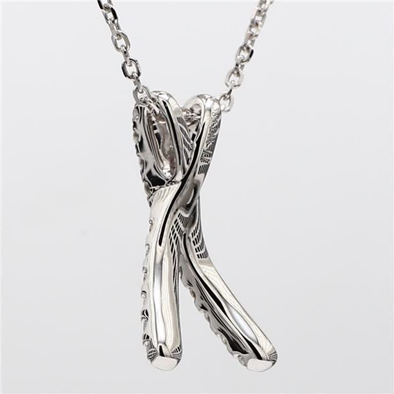Natural White Round Diamond .54 Carat TW White Gold X-Shape Pendant