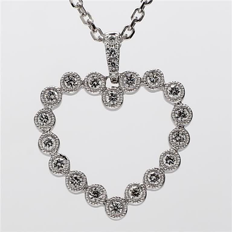 Natural White Round Diamond .28 Carat TW White Gold Heart-Shaped Pendant