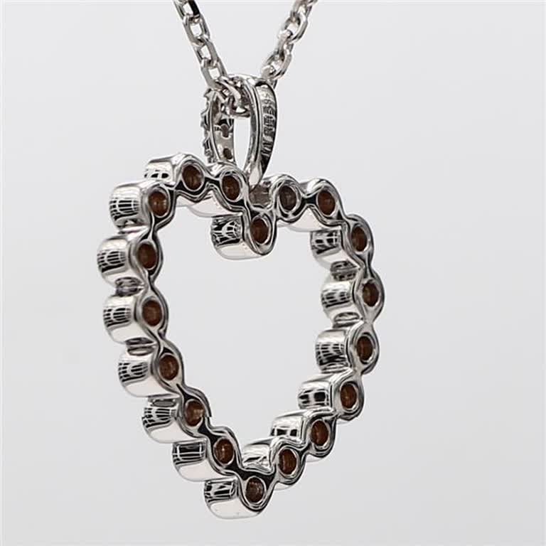 Natural White Round Diamond .28 Carat TW White Gold Heart-Shaped Pendant
