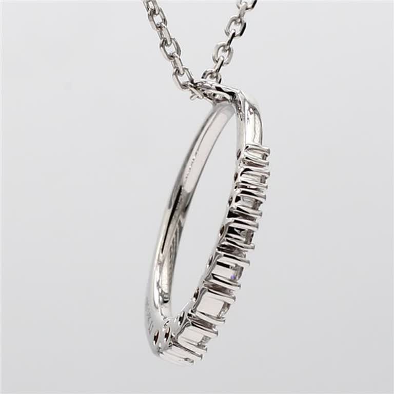 Natural White Round Diamond .32 Carat TW White Gold Circle Pendant