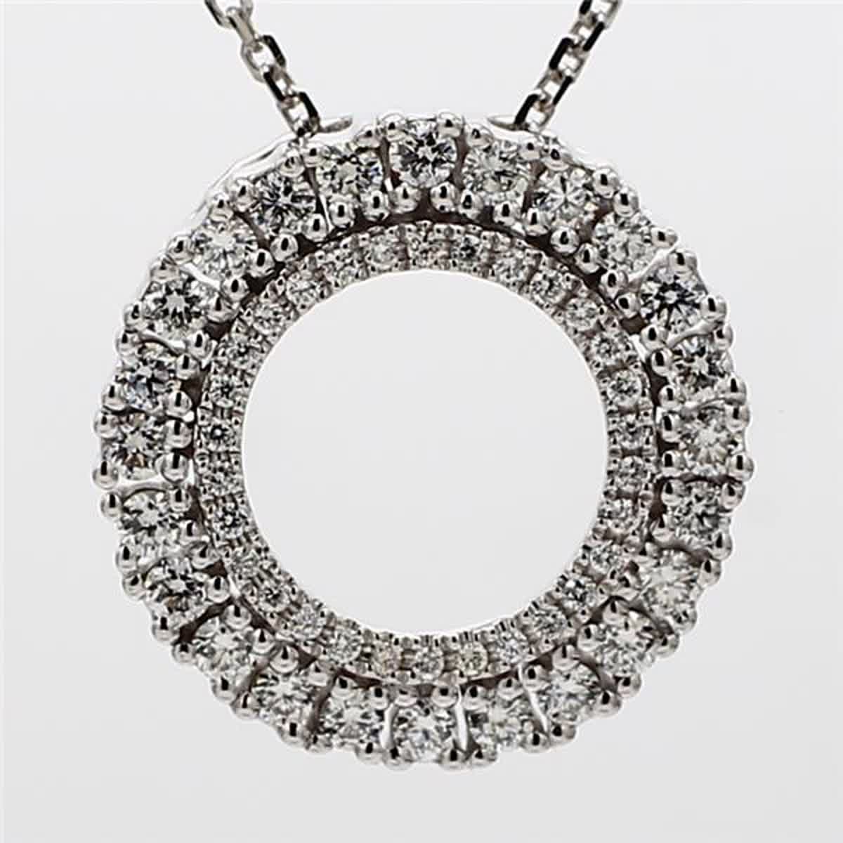 Natural White Round Diamond .52 Carat TW White Gold Circle Pendant