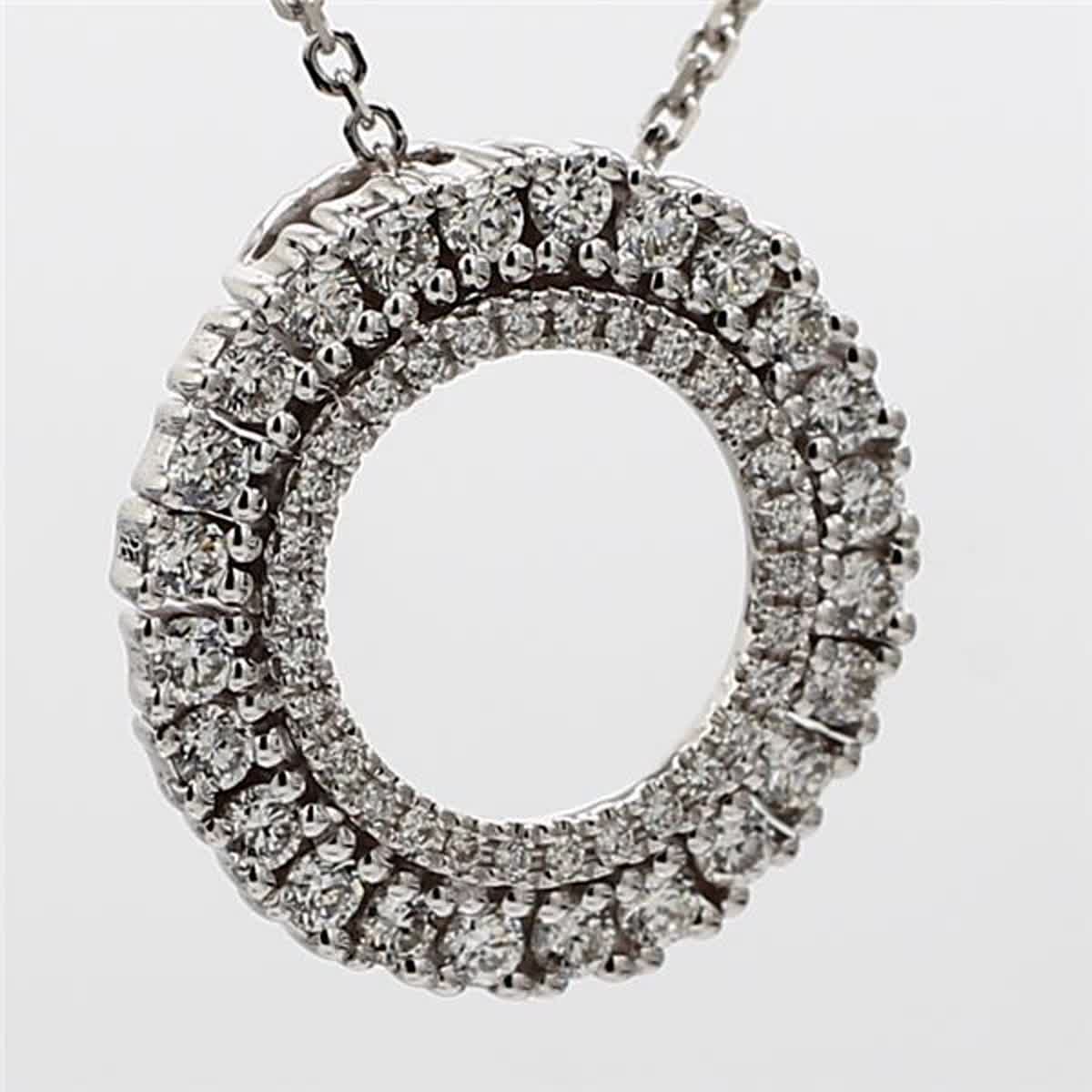 Natural White Round Diamond .52 Carat TW White Gold Circle Pendant