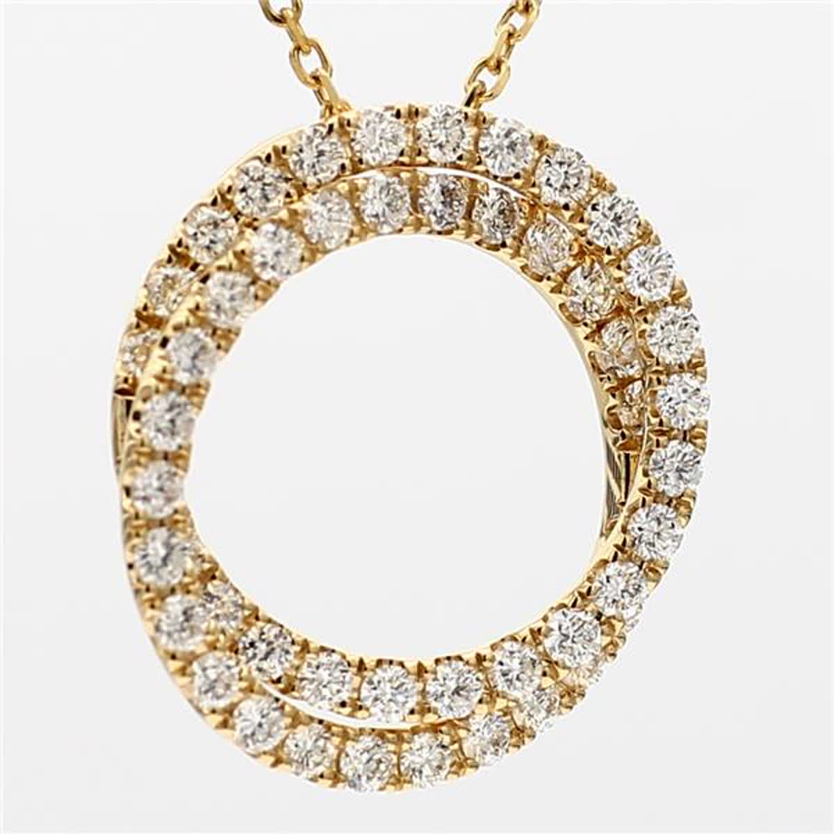 Natural White Round Diamond 1.20 Carat TW Yellow Gold Circle Pendant