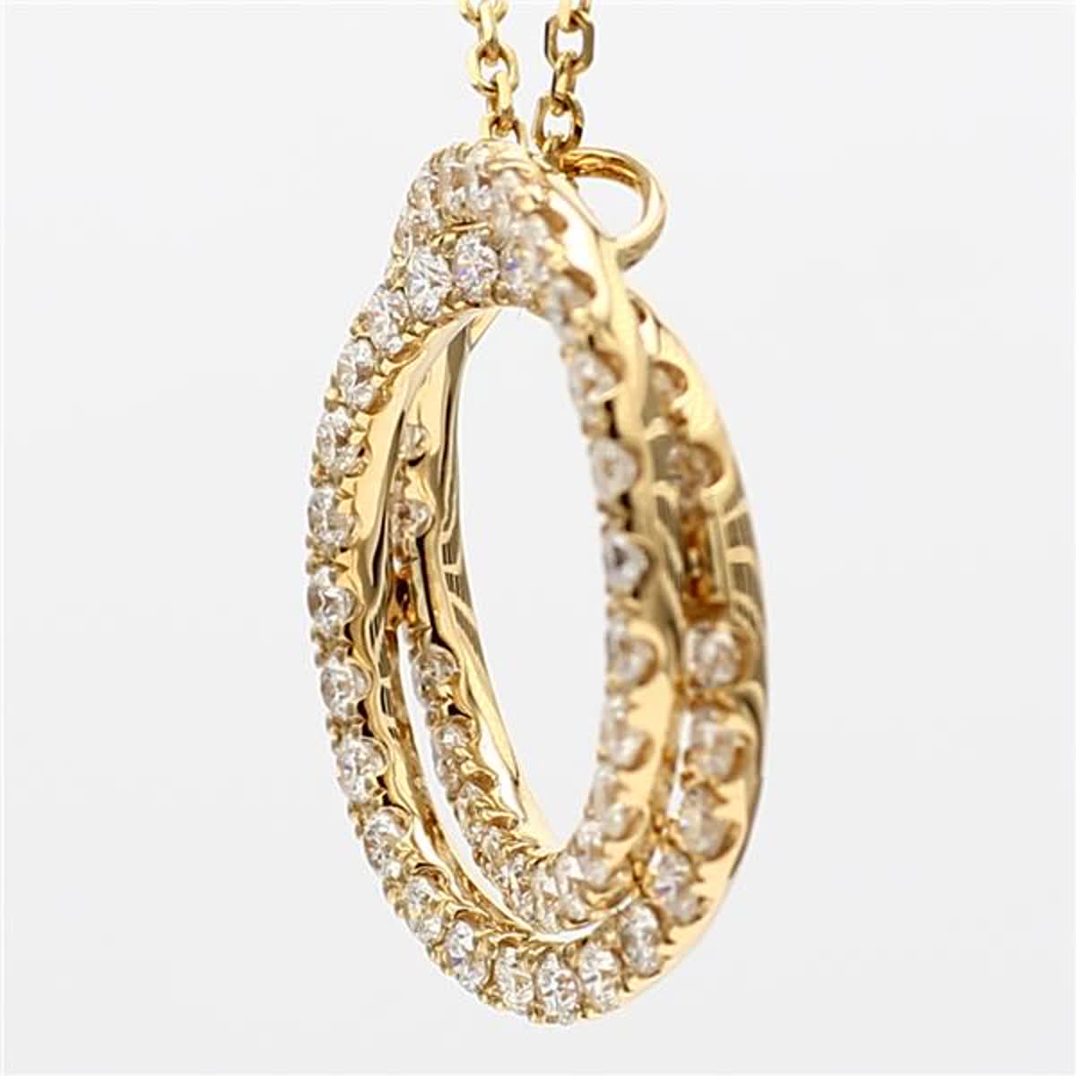 Natural White Round Diamond 1.20 Carat TW Yellow Gold Circle Pendant