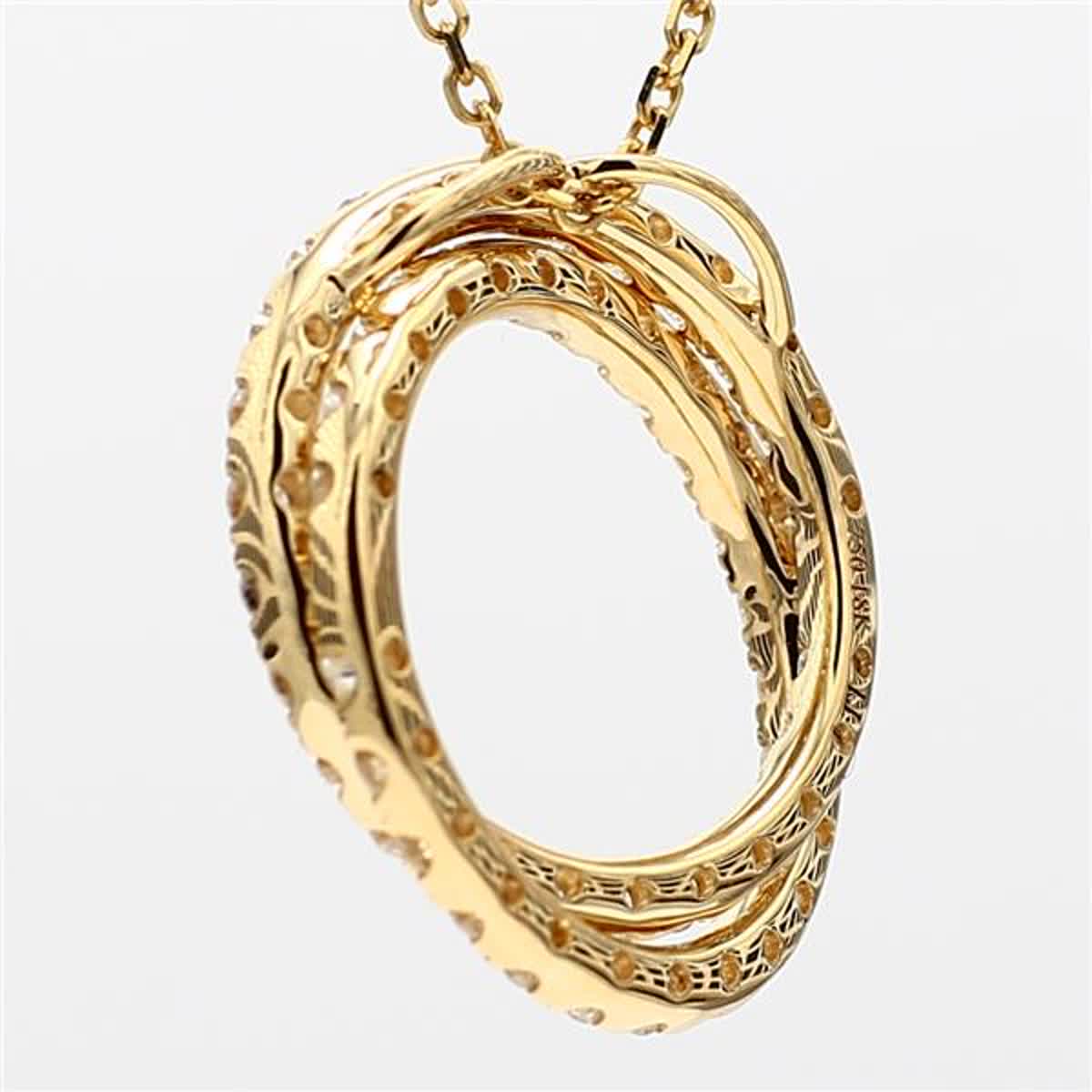 Natural White Round Diamond 1.20 Carat TW Yellow Gold Circle Pendant