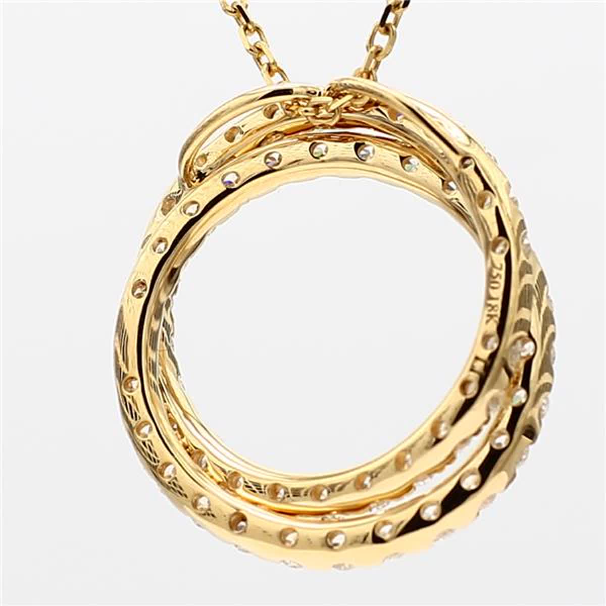 Natural White Round Diamond 1.20 Carat TW Yellow Gold Circle Pendant