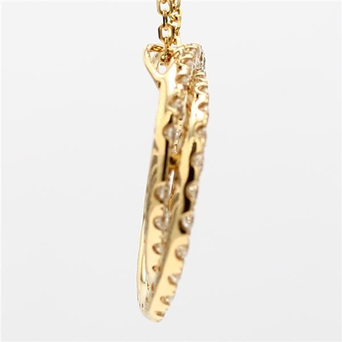 Natural White Round Diamond 1.20 Carat TW Yellow Gold Circle Pendant