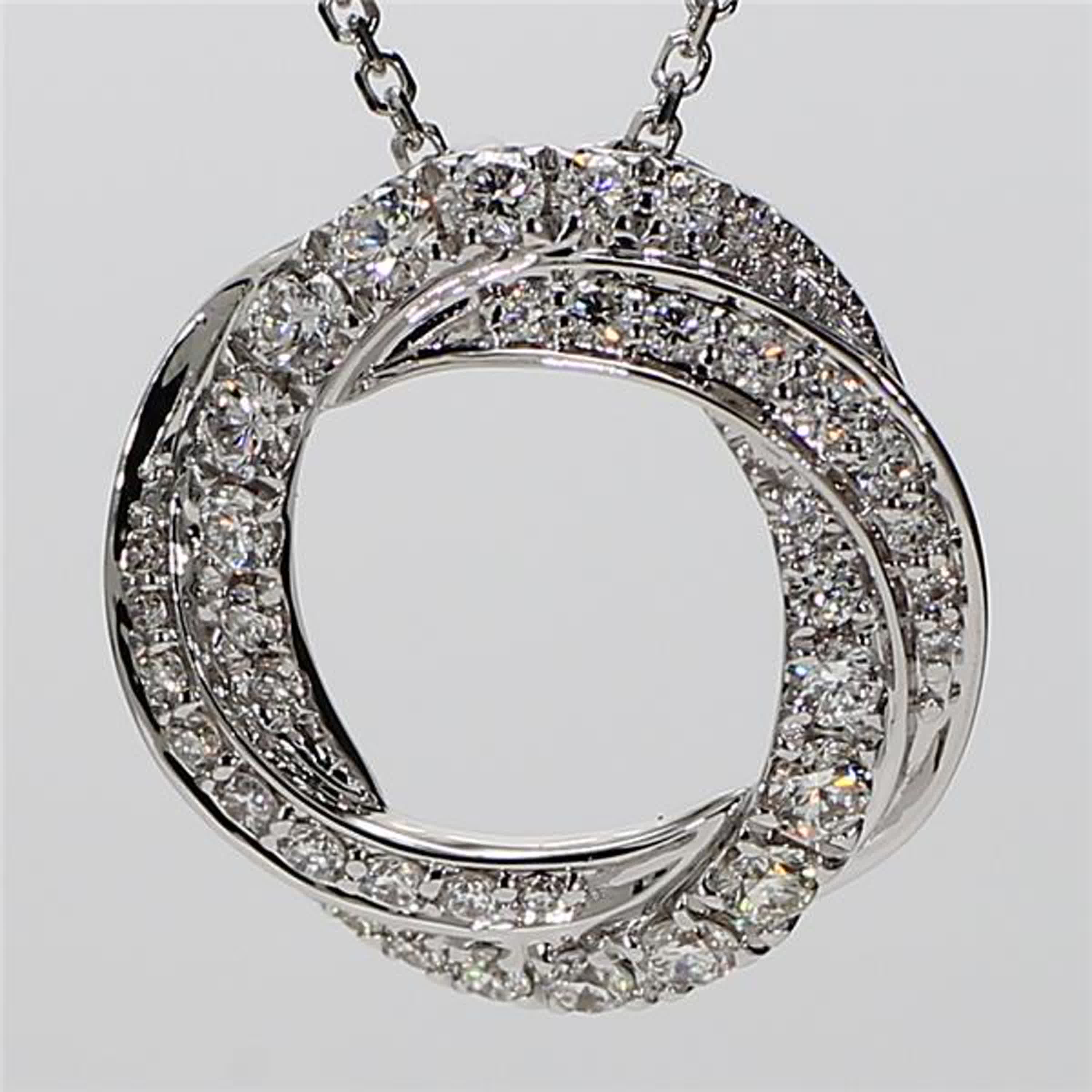 Natural White Round Diamond .62 Carat TW White Gold Drop Pendant