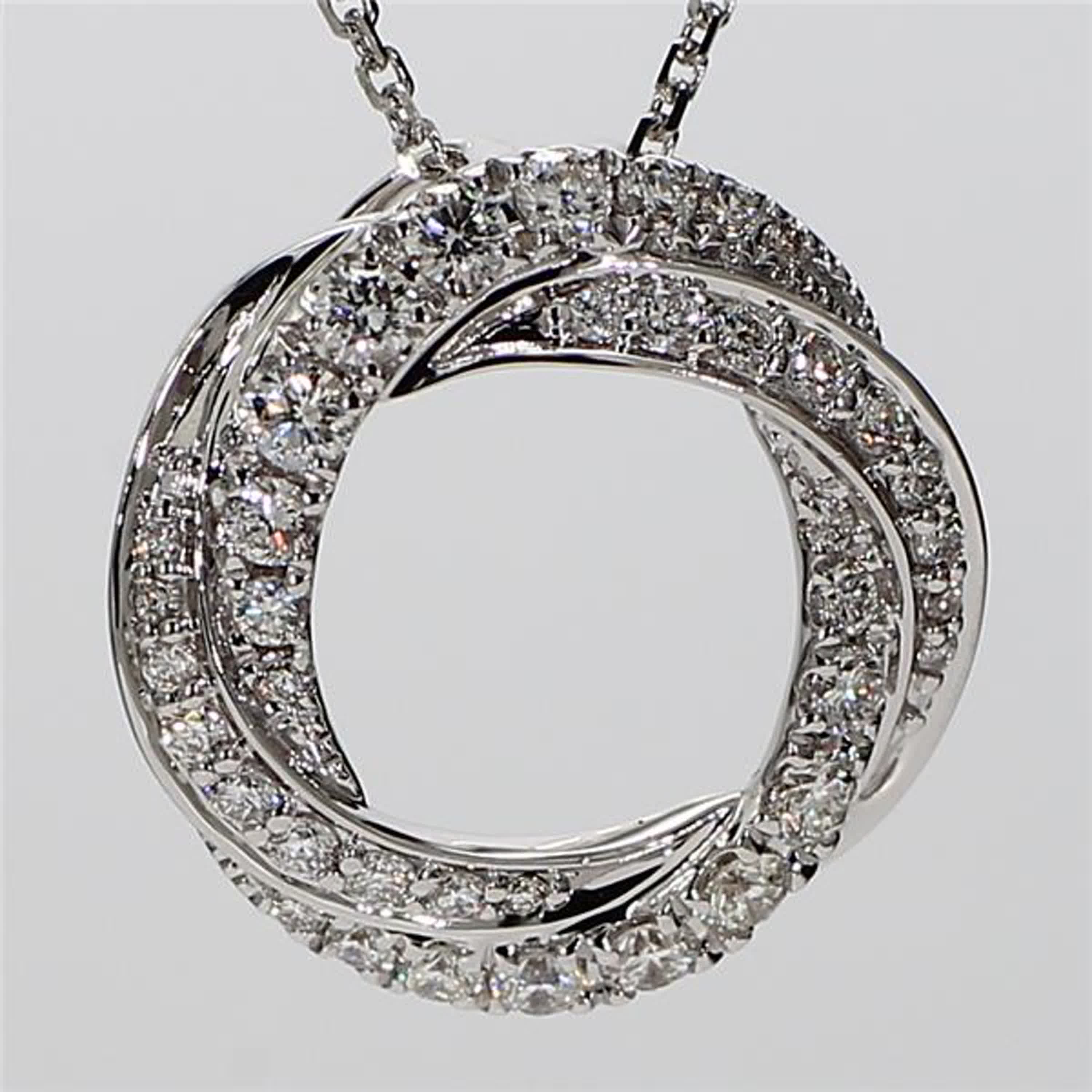 Natural White Round Diamond .62 Carat TW White Gold Drop Pendant