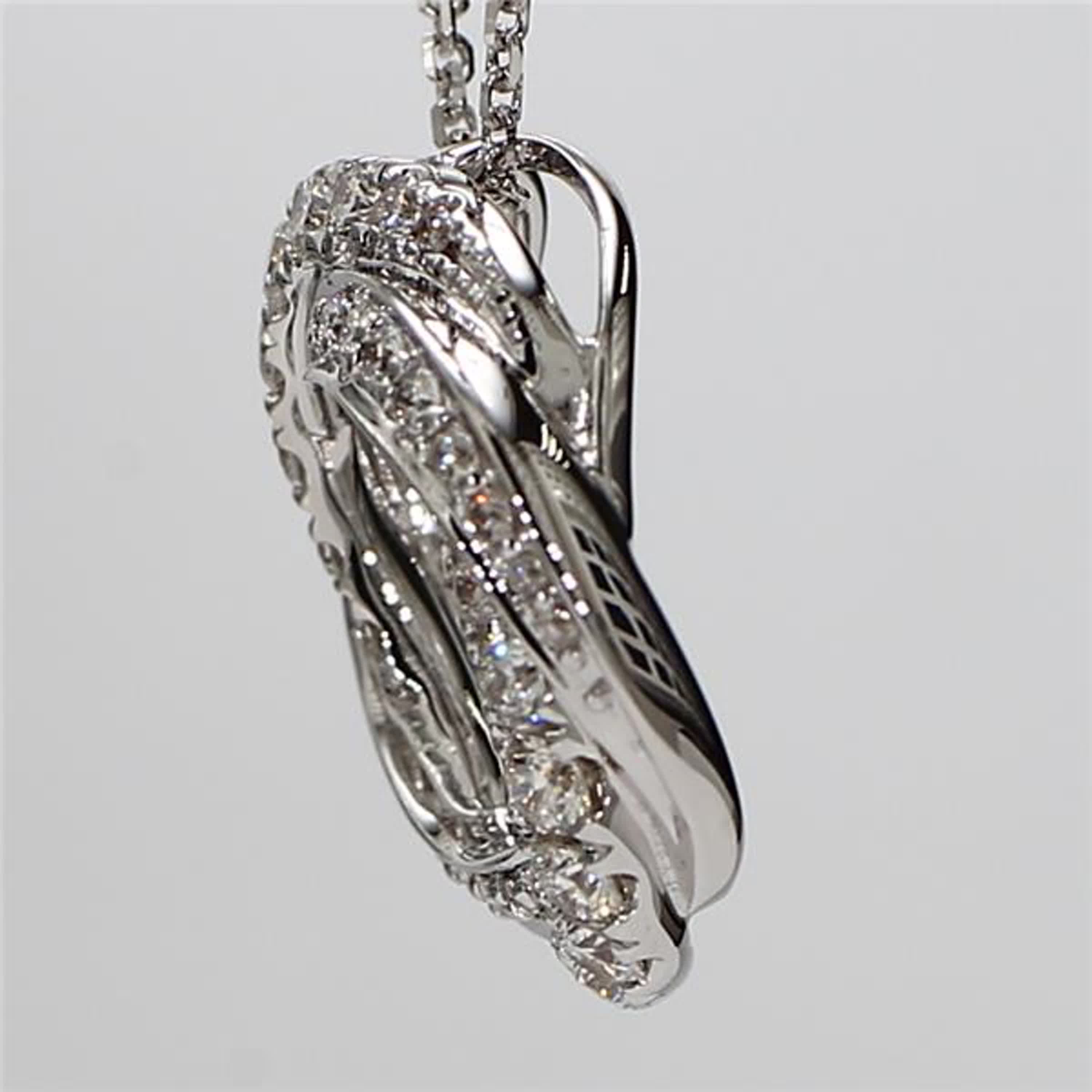 Natural White Round Diamond .62 Carat TW White Gold Drop Pendant