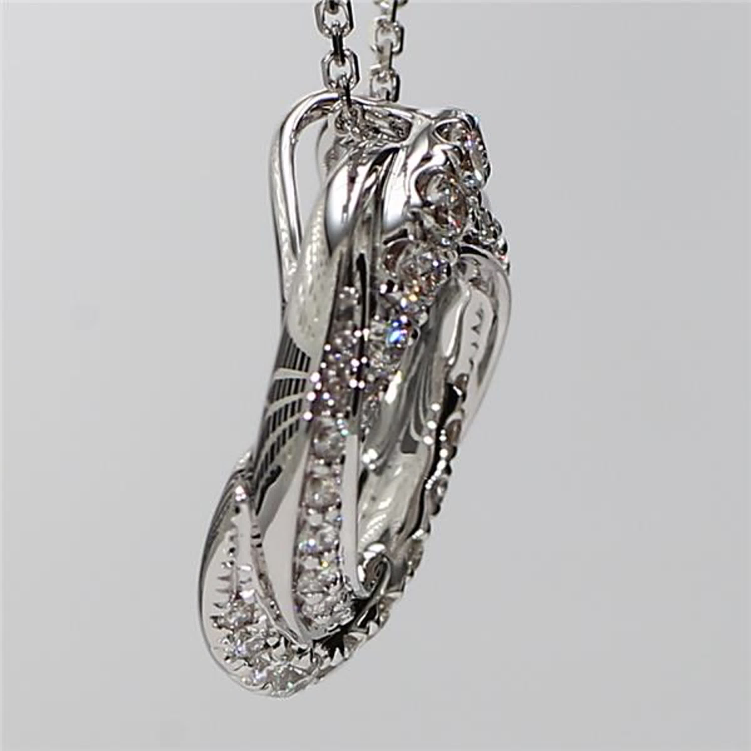 Natural White Round Diamond .62 Carat TW White Gold Drop Pendant