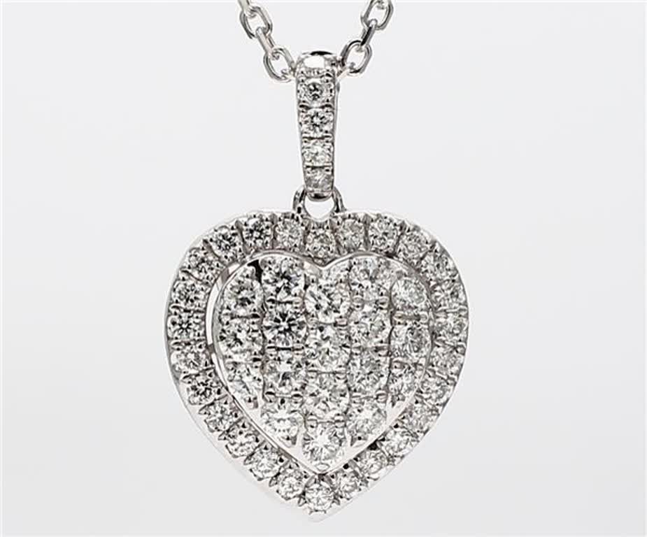 Natural White Round Diamond .87 Carat TW White Gold Cluster Pendant