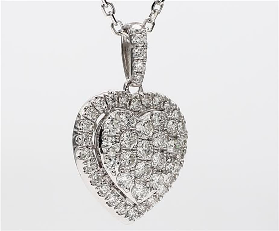 Natural White Round Diamond .87 Carat TW White Gold Cluster Pendant