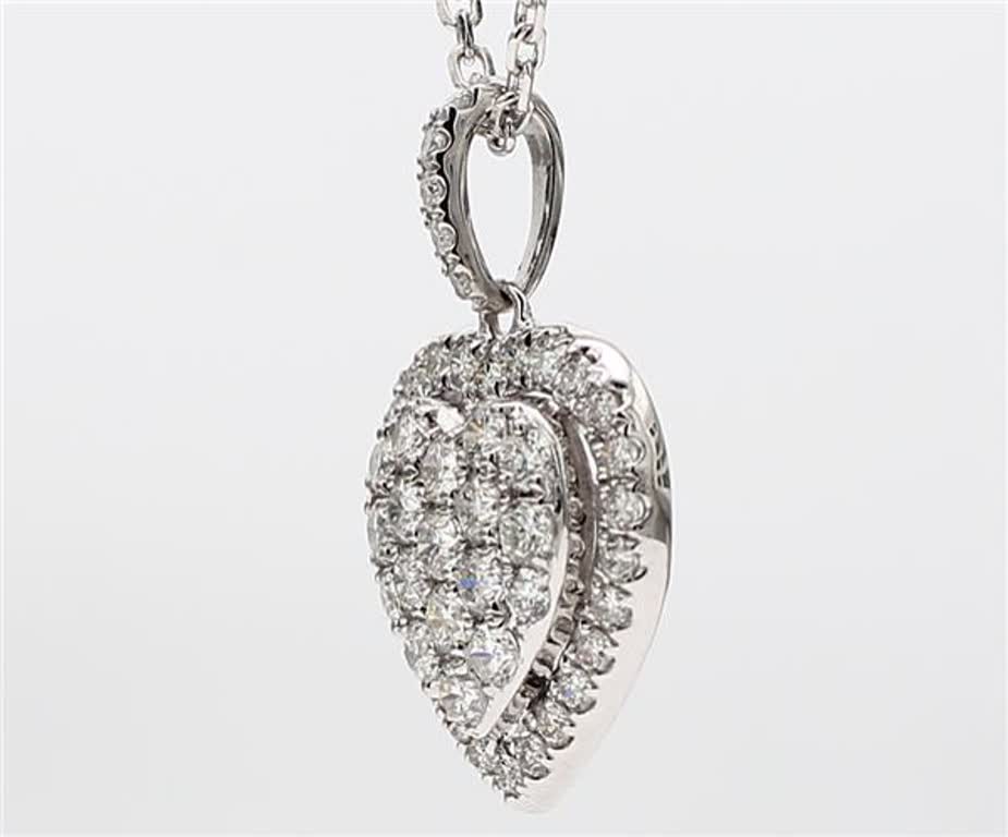 Natural White Round Diamond .87 Carat TW White Gold Cluster Pendant