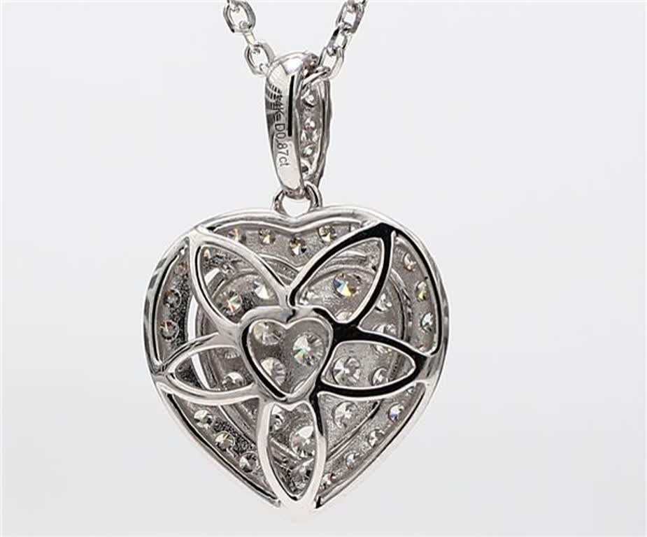 Natural White Round Diamond .87 Carat TW White Gold Cluster Pendant