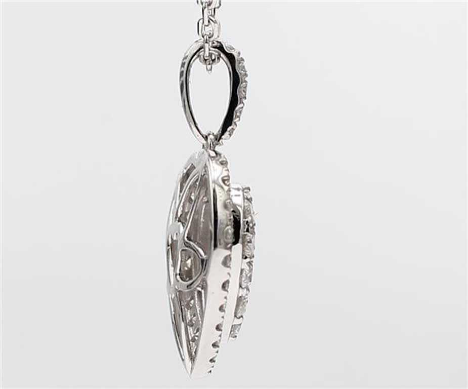 Natural White Round Diamond .87 Carat TW White Gold Cluster Pendant