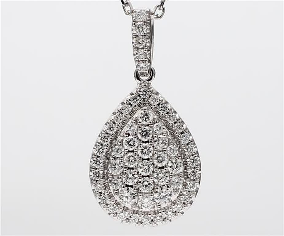 Natural White Round Diamond .72 Carat TW White Gold Cluster Pendant