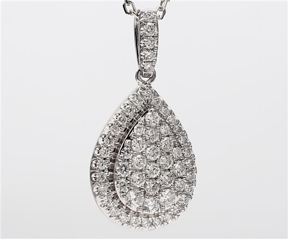 Natural White Round Diamond .72 Carat TW White Gold Cluster Pendant