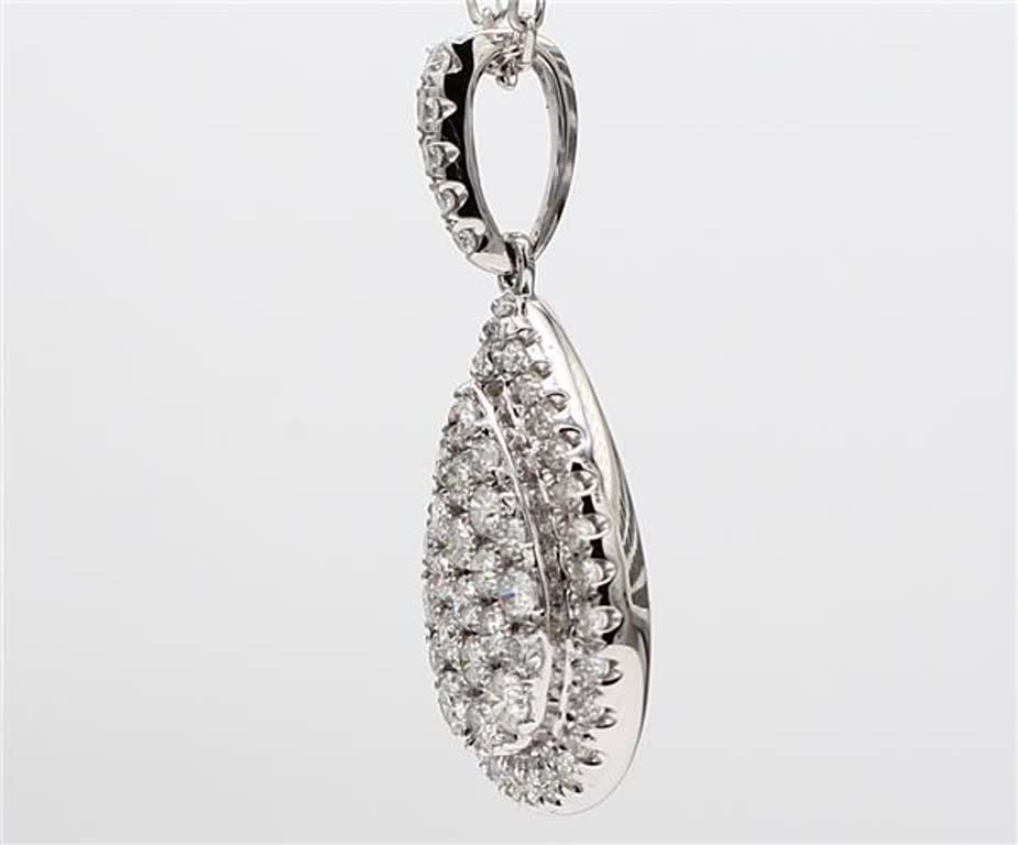 Natural White Round Diamond .72 Carat TW White Gold Cluster Pendant