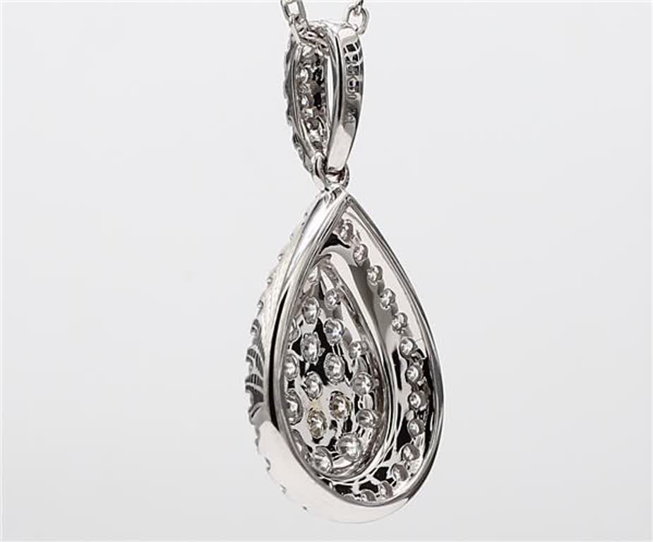 Natural White Round Diamond .72 Carat TW White Gold Cluster Pendant