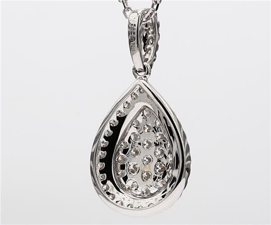 Natural White Round Diamond .72 Carat TW White Gold Cluster Pendant