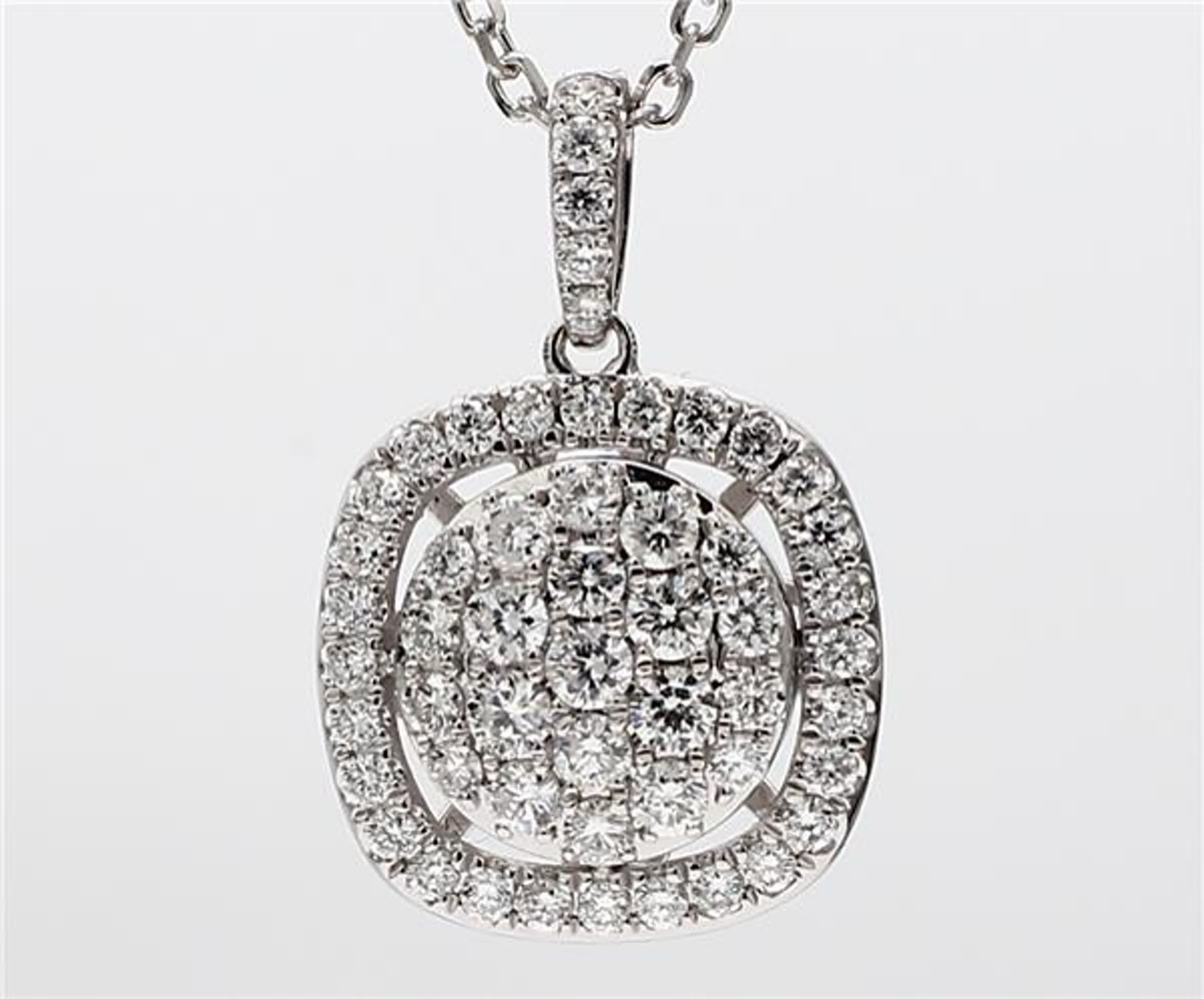 Natural White Round Diamond .87 Carat TW White Gold Cluster Pendant