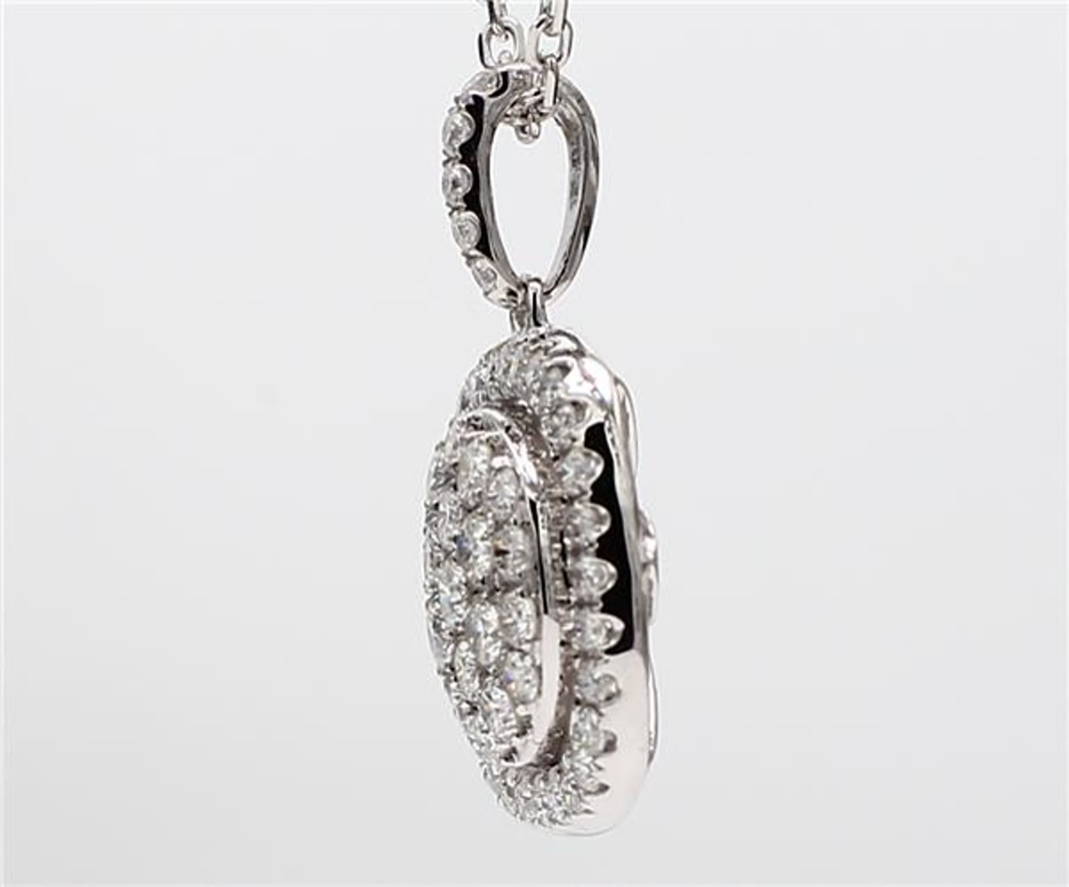 Natural White Round Diamond .87 Carat TW White Gold Cluster Pendant