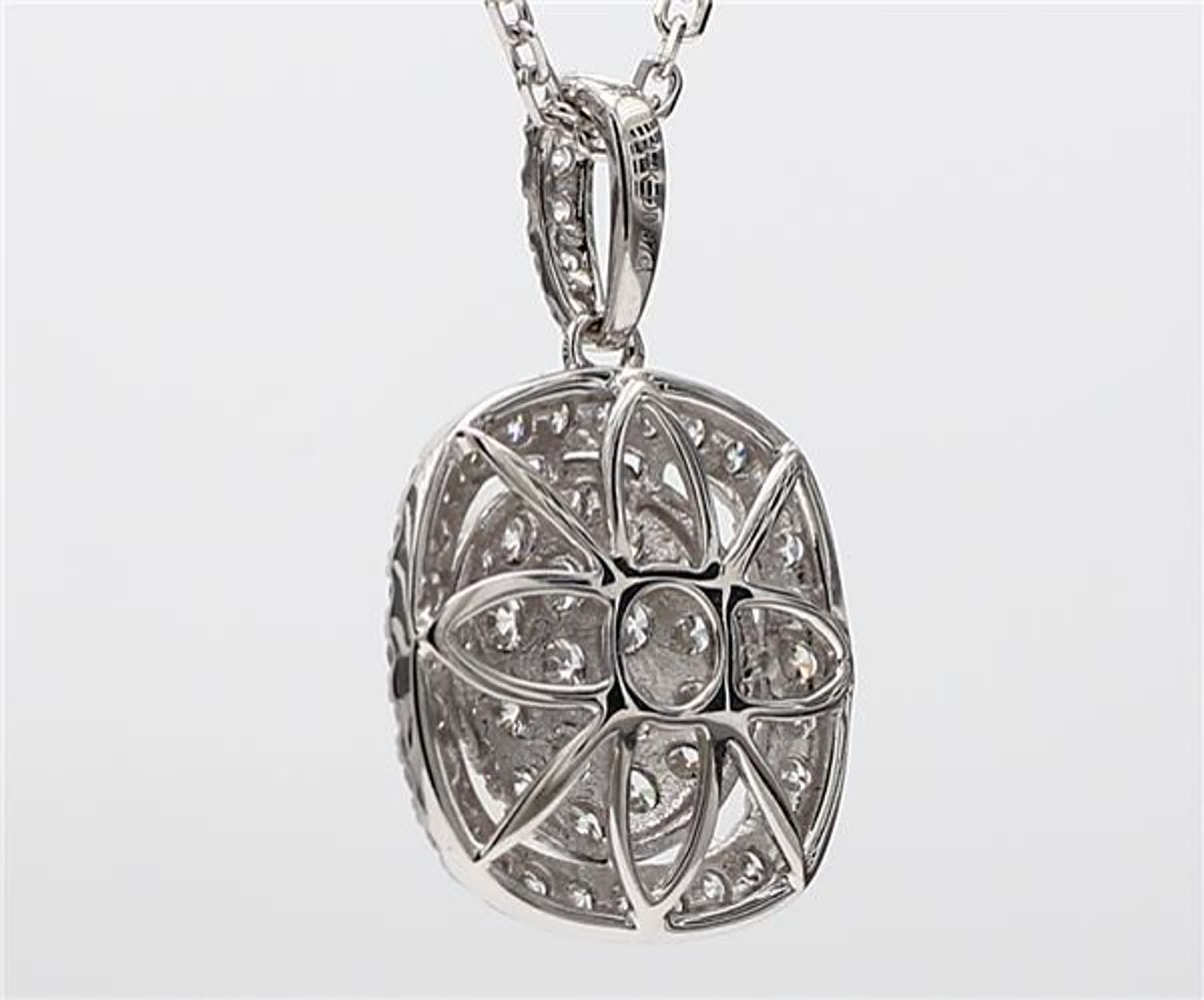 Natural White Round Diamond .87 Carat TW White Gold Cluster Pendant