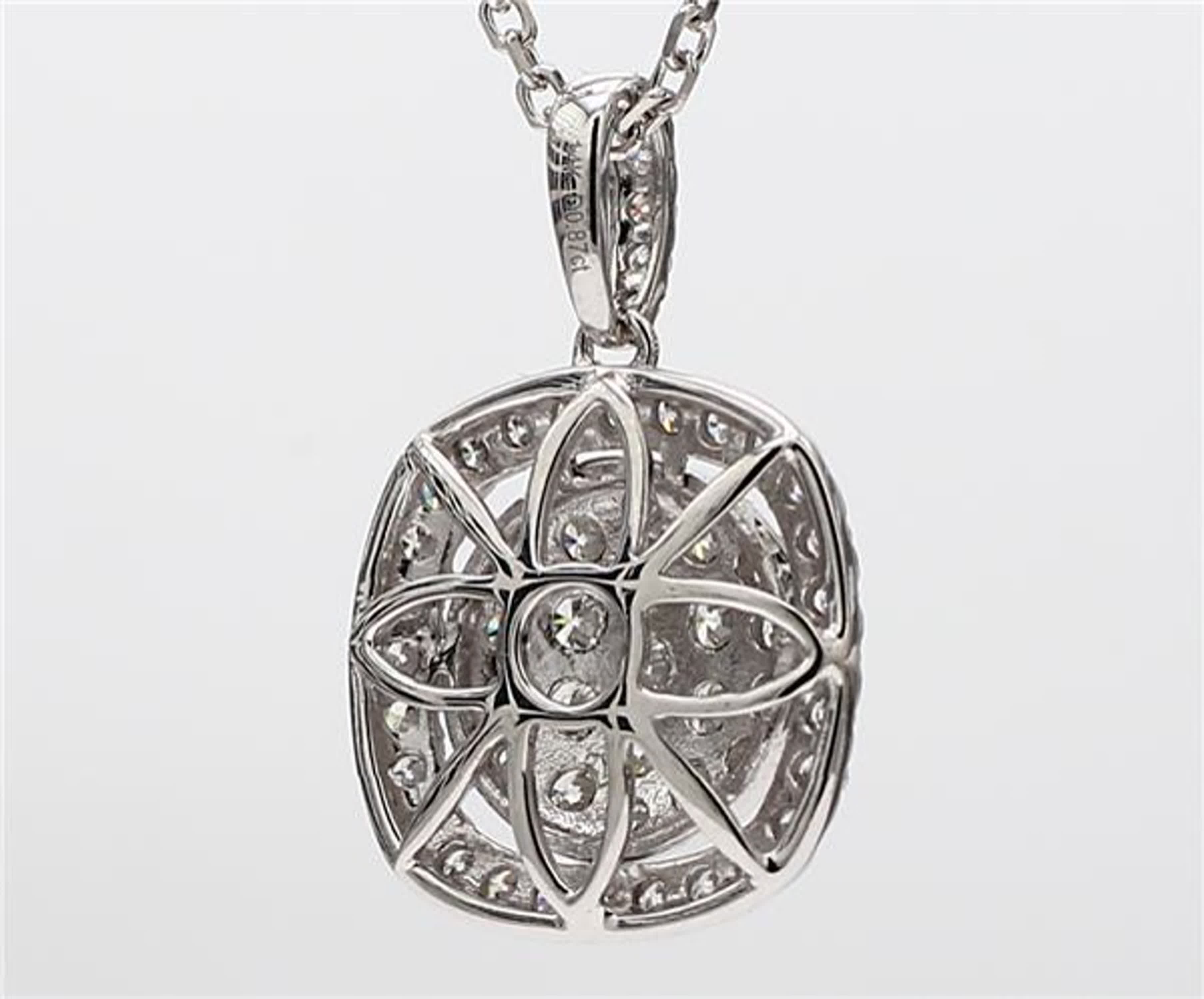 Natural White Round Diamond .87 Carat TW White Gold Cluster Pendant