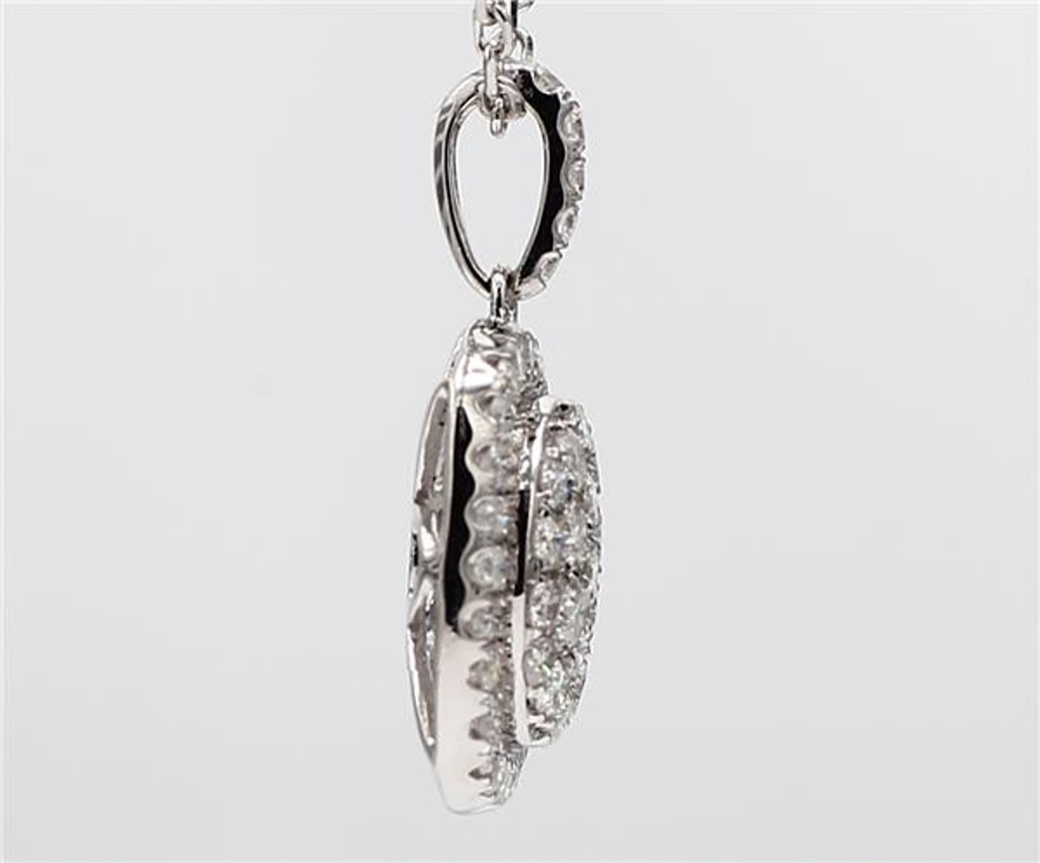 Natural White Round Diamond .87 Carat TW White Gold Cluster Pendant
