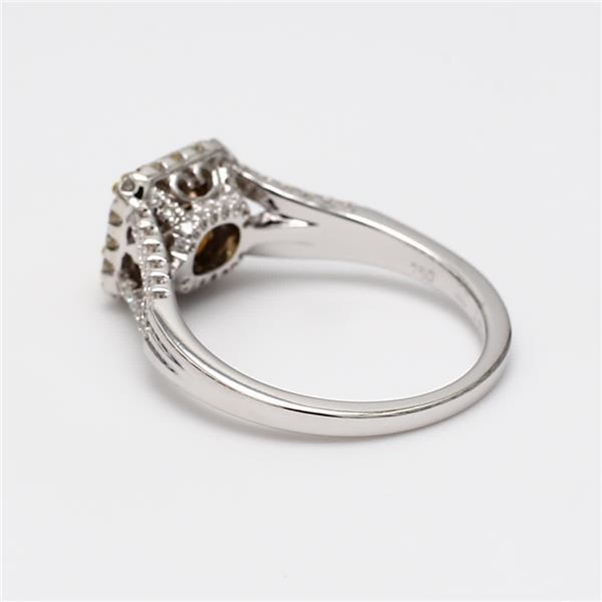 Natural Yellow Cushion and White Diamond 1.30 Carat TW Gold Cocktail Ring
