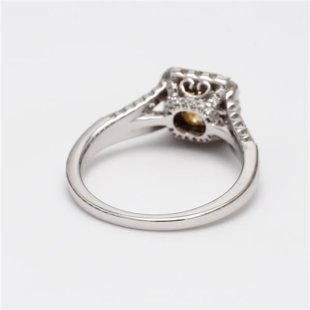 Natural Yellow Cushion and White Diamond 1.30 Carat TW Gold Cocktail Ring