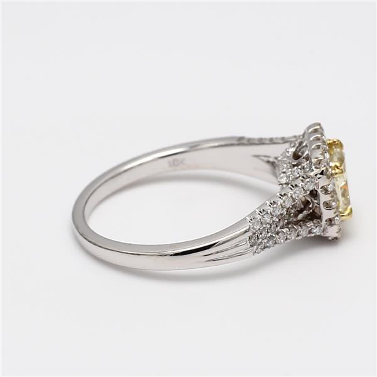 Natural Yellow Cushion and White Diamond 1.30 Carat TW Gold Cocktail Ring