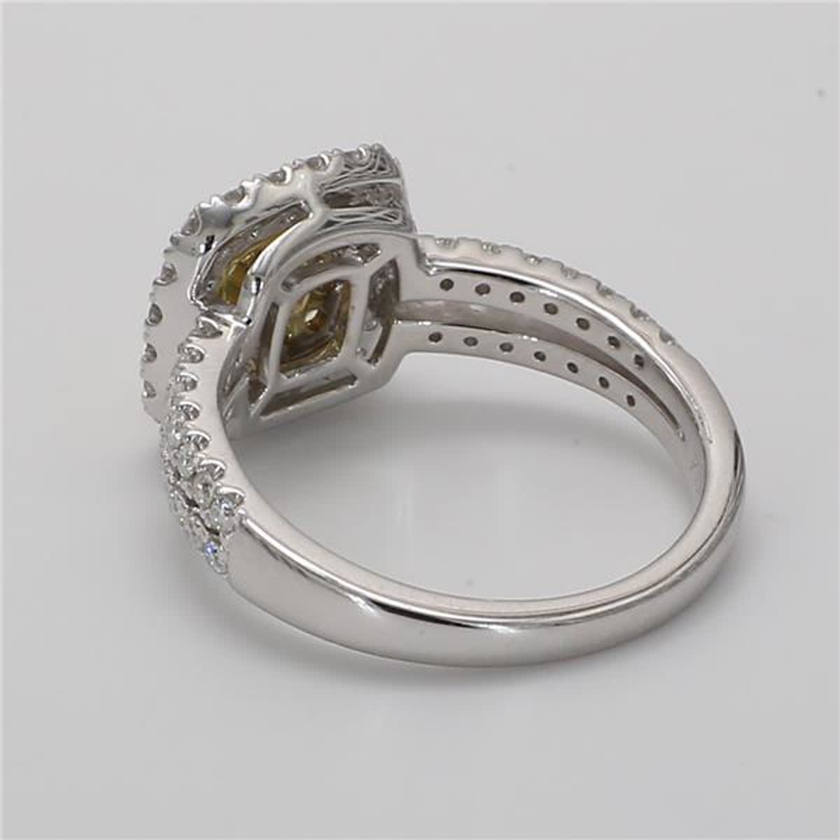 Natural Yellow Radiant and White Diamond 1.11 Carat TW Platinum Cocktail Ring