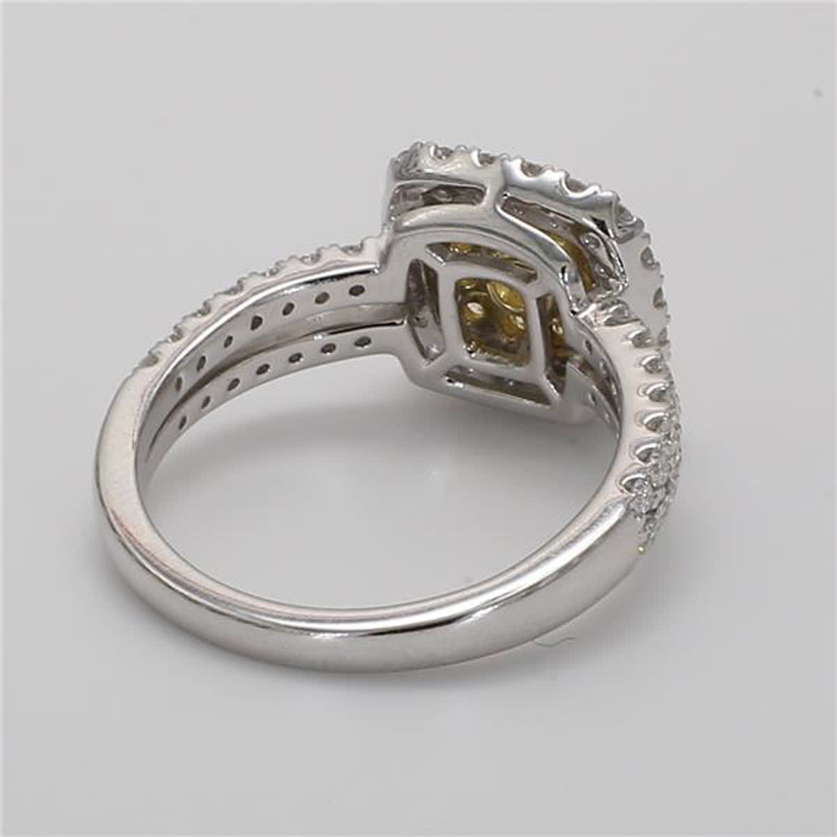 Natural Yellow Radiant and White Diamond 1.11 Carat TW Platinum Cocktail Ring
