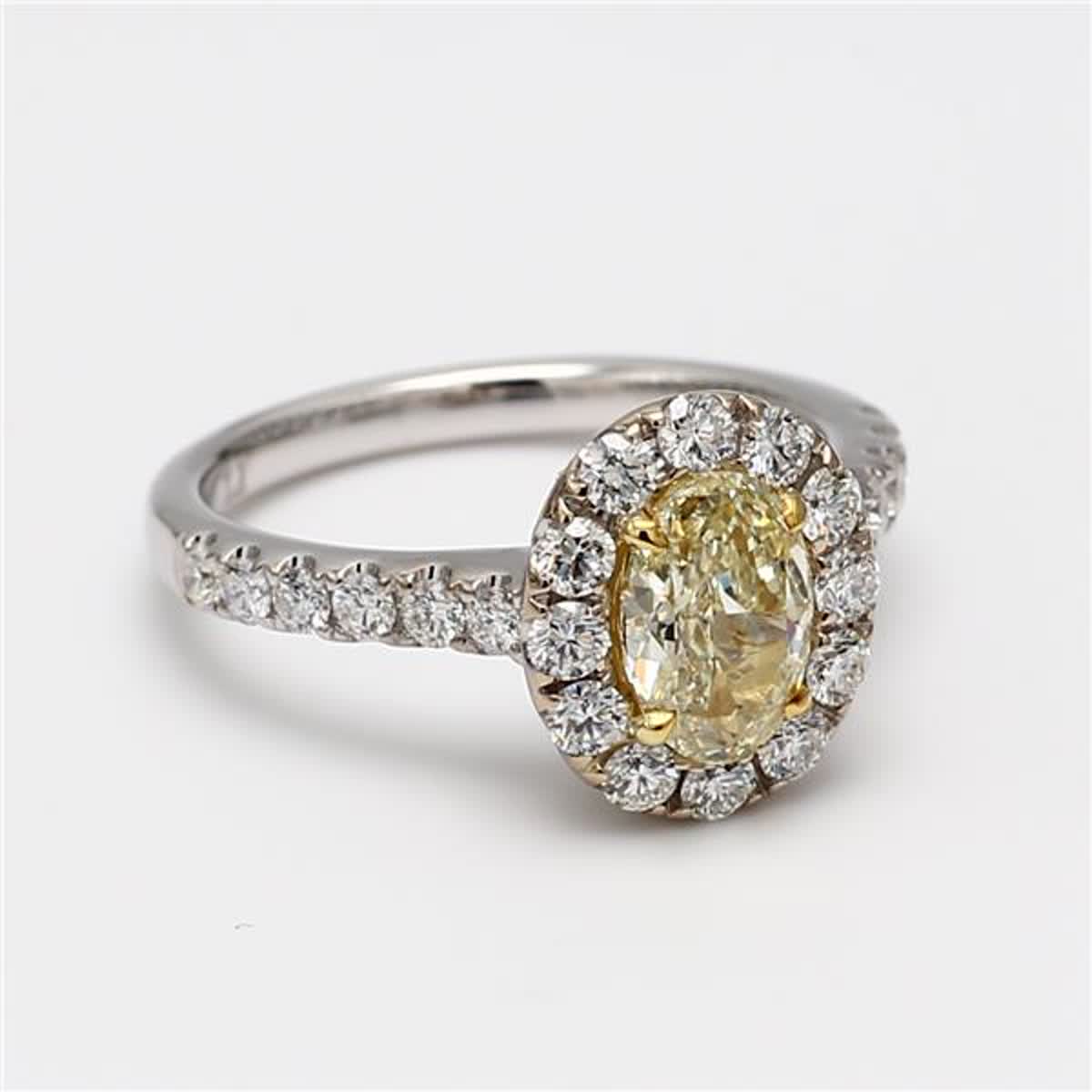 GIA Certified Natural Yellow Oval and White Diamond 1.83 Carat TW Gold Ring